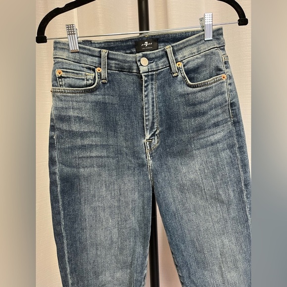 7 For All Mankind Womens Aubrey Blue Denim Mid Rise Skinny Jeans | size 26 - Picture 2 of 8